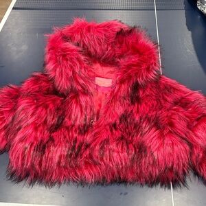 Women's Faux Fur Azalea Wang Puffer Jacket - Pink and Black